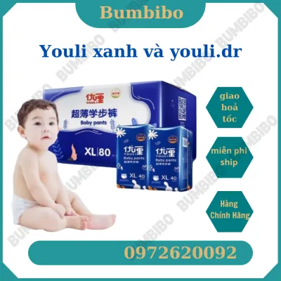 Tã Bỉm Dán/Quần YOULI XANH/DR YOULI Đủ Size S108/M96/M88/L84/XL80/XXL72/XXXL68