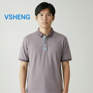 Vsheng 2020 Cỡ Lớn Cổ Áo T Áo Sơ Mi Cho Nam Thường Ngày Cỡ Lỡn Threadwork Cuff Người Đàn Ông Polo Áo