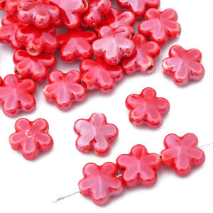 10Pcs/Bag 12mm Handmade Colorful Flower Shape Ceramic Loose Spacer Beads Charm for Bracelet Necklace Earring DIY Jewerlry Making