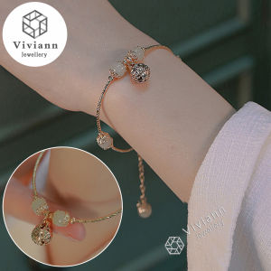 Viviann Original Hetian Jade Bracelet 18k Gold Plated Womens Bracelet bell Pendant Tag Charms Bracelet for Women Vintage Bracelet Jewelry Charm Bracelets For Women Beads Brand Bracelet & Bangle
