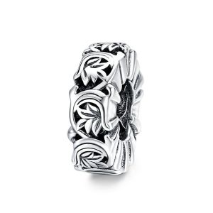 BAMOER Genuine 925 Sterling Silver Vintage Vines Charm for Original Luxury Brand Female Oxidized silver Jewelry SCC1601