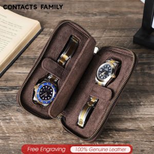 Da thật trường hợp đồng hồ xách tay 4/8 khe hộp hiển thị lưu trữ dụng cụ sắp xếp Đồng hồ đồ đựng thẻ dây kéo Quan Tài Túi du lịch cổ điển