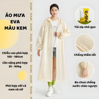 Áo Mưa Măng Tô Người Lớn Áo Mưa 1 Người Chất Liệu Eva Chống Thấm Tiện lợi