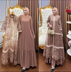 COD - Syakila Dress Matt Ceruty Mix Brukat Size XL Dress Wanita Terbaru 2024 Fashionabel Trendy New