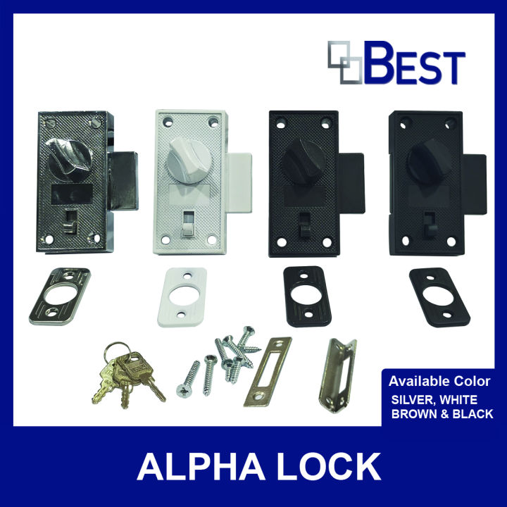 Alpha Lock Aluminum Screen Door Lock Silver Black Brown White Rim Dead ...