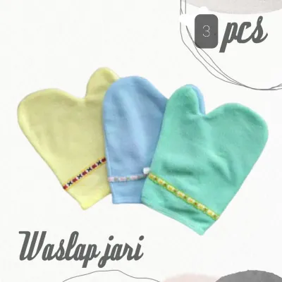 Enjhuk 3 Pcs Waslap Bayi Handuk Jari / Waslap Bayi / Lap Bayi / Lap untuk mandi bayi bahan Tebal/Double kain