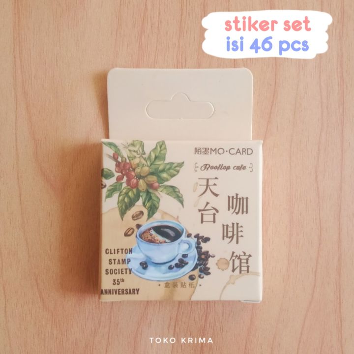 Sticker Set Kopi Stiker Set Sticker Pack Aesthetic Box Mini Isi 46pcs Tema Kopi Untuk ...