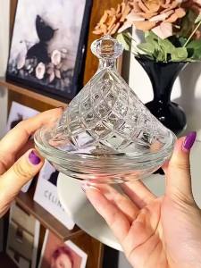 Sacesr Wave Texture Glass Candy Jar Shaped Glass Storage Jar with Lid  Decorative Snack Nut Container Jewelry Trinket Table Decor 4P6B8