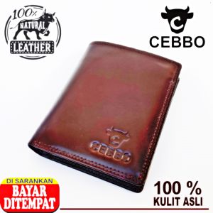 Cebbo Dompet Kulit Sapi Pria Berkualitas Resleting Dompet Kulit Sapi Model Berdiri 3/4 Dompet Pria Kulit Pull Up Kulit Tebal