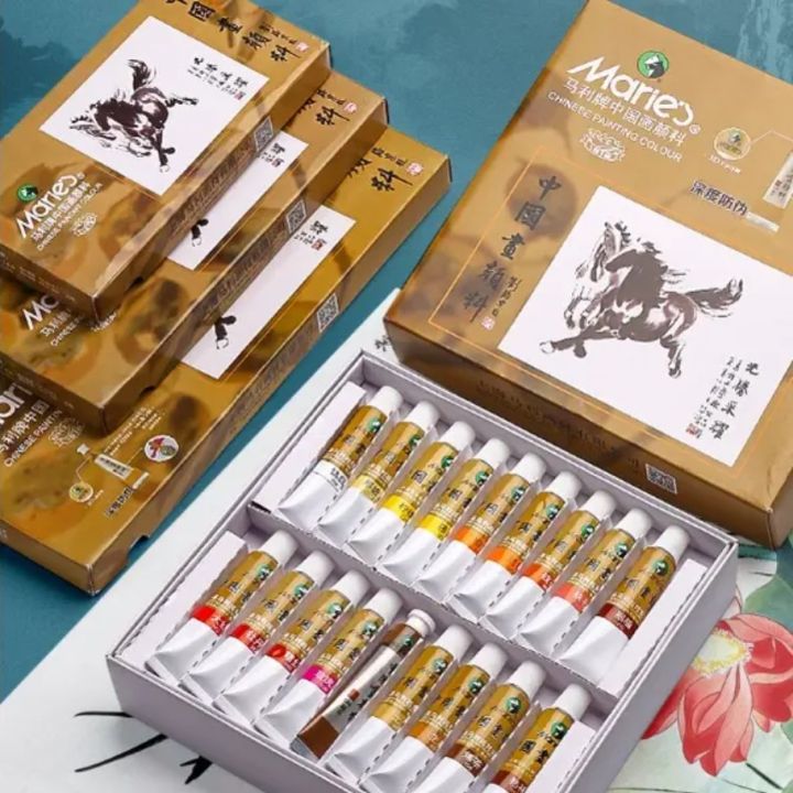 Marie's Chinese Painting Colour Color 5ml/12ml 中国画颜料水墨画国画颜料文房四宝毛笔宣纸砚台墨汁 ...