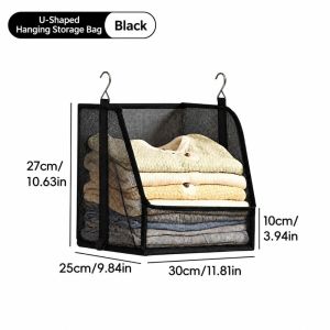 CHUN053634 Mở phía trước Giỏ treo đựng đồ Lưới nhựa Có thể tháo rời Giỏ treo quần áo Di động Có thể xếp chồng lên nhau. Giá treo quần áo trong tủ Tủ quần áo phòng tắm ký túc xá.