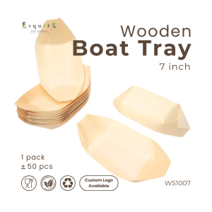 Wooden Food Boat / Japanese Food Boat / Takoyaki Plate 7 Inch / Piring Takoyaki / 50 PCS / WS1007