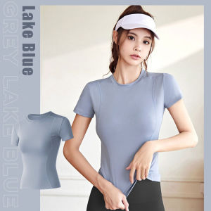 FUYOGI Womens Sportswear Quick Dry Short Sleeves Fitness Running Stretchable Yoga Tops