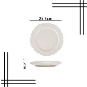 DAU Ceramic Retro Style Dinner Plate Cake Dessert And Salad Bowl Plate