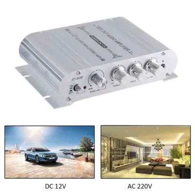 ÂM LY MINI ST-838 12V Hi-Fi 2.1 amly mini ST-838 cho Xe ô tôXe máy âm thanh gia đình đi dã ngoại Chơi trong Nhà Dã Ngoại