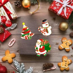 [fenggongshuode] 3Pcs set Fashion Christmas Brooch For Women Men Cute Santa Claus Bell Elk Snowflake Snowman Enamel Pins Party Jewelry Gift