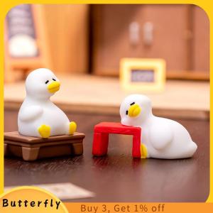Butterfly Miniatures Figurines Cute White Duck Animal Micro Landscape Ornaments For Home Desk Decoration Gardening Accessories