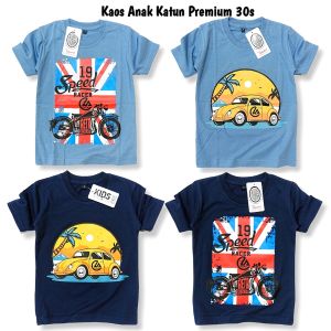 KFS 24 Atasan Baju Kaos Anak Laki Laki Perempuan Cotton 30s PW Classic Blue Denim