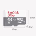 Sandisk Ultra microSD Card 100MB/s ความจุ 64GB Class10 (SDSQUNR-064G-GN3MN) ของแท้ ประกัน SYNNEX. 