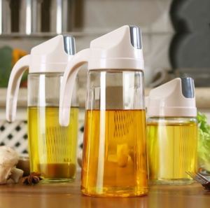 Oil Dispenser Portable Kitchen Glass Oil Can & Cruet Bottle 630ml - Keimav