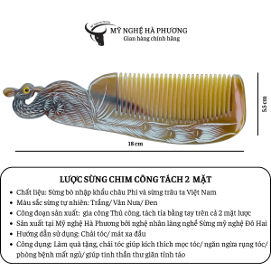 Lược sừng chim Công to đẹp làm quà tặng | Mỹ nghệ Hà Phương Chăm Sóc Tóc