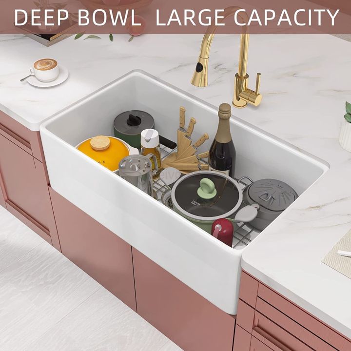 Top Farmhouse Sink Fireclay Farmhouse Kitchen Sink Apron Front Single Bowl White Farm Sink