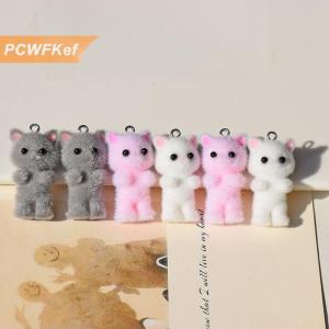 【PCWFKef】 Đổ xô động vật phim hoạt hình mèo hình dạng nhựa búp bê hạt mặt dây chuyền tự làm đồ trang sức bông tai may mặc Keychain phụ kiện mặt dây chuyền