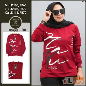 KAOS ZOLAQU TERBARU 2024 PAKAIAN WANITA LENGAN PANJANG ATASAN JUMBO OFFICIAL STORE AGEN RESMI MARUN