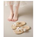 IELGY Beautiful Cloth Flower Flower Flip Flops Women's Flat Bottom Beach. 