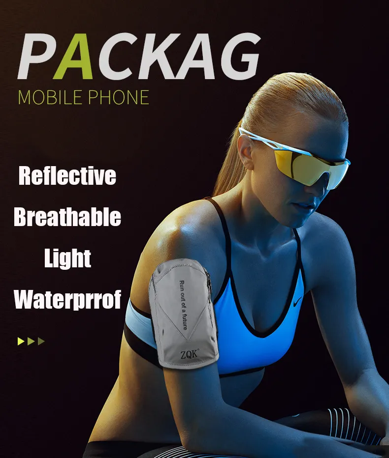 Black Sport Arm Wrist Bag for Running Jogging Cellphone Pack