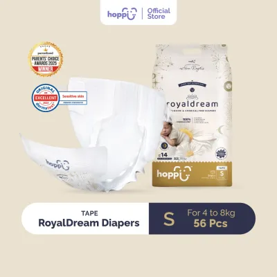Hoppi RoyalDream Baby Diaper Tape NB66/S56/M44/L40 (1 Pack) 100% 7 Chemicals-Free*