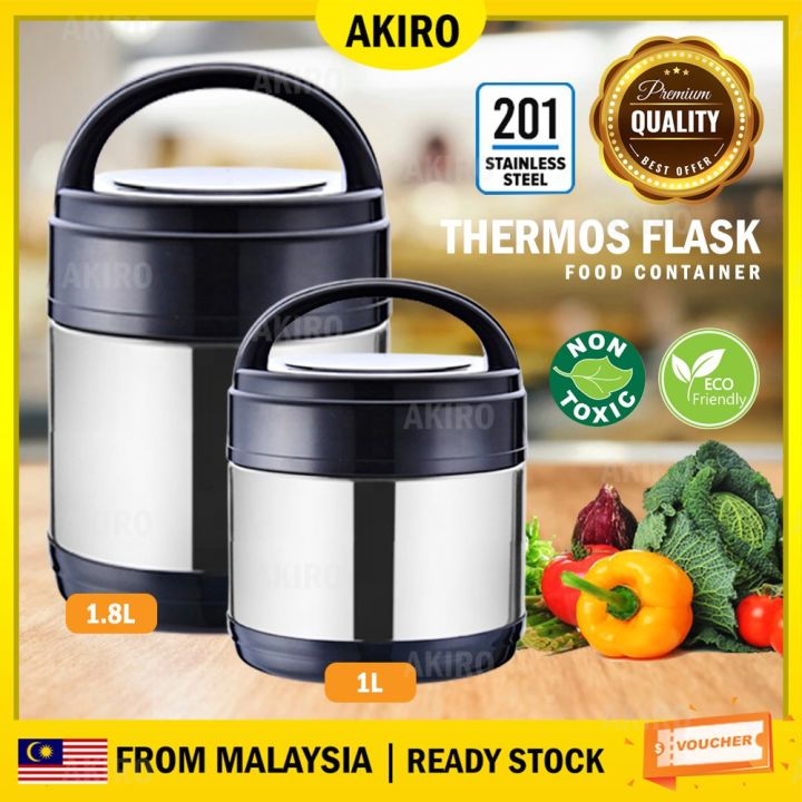AKIRO MALAYSIA Multifunctional 201 Stainless Steel 1L / 1.8 L Thermos