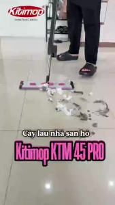 Cây Lau Nhà Tự Vắt KITIMOP KTM-45 PRO Chổi Lau Nhà Tự Vắt Thông Minh Xoay 360 Độ 2 Bông Lau