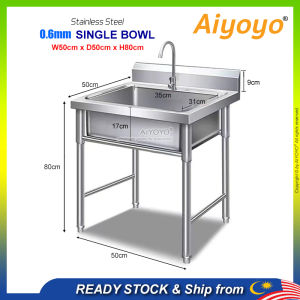 Stainless Steel Commercial Kitchen Sink Stand Sinki Dapur Dengan Kaki Single Double Bowl Platform