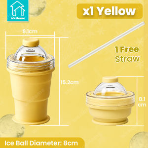 WeHome Silicone Ice Cube Molder Cup Portable Foldable Ice Ball Maker with Cover Straw Tumbler 325ML