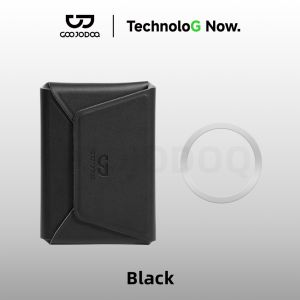 GOOJODOQ 2 in 1 Magnetic Phone Holder Stand or Card Wallet Ultra-Slim Wear Resistant Three Card Slot