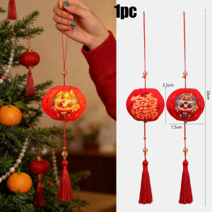 YESPERY 2026 New Year Small Lantern Light Chinese Style Cloth Glowing Lantern Tassel Pendant Festival Hanging Decoration