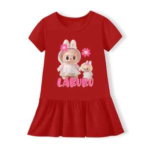 Dress Anak Perempuan Terbaru LABUBU Untuk Usia 1-8 Thn Daster Anak Kekinian