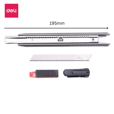 Dao Rọc Giấy Deli Tiện Dụng - Lưỡi SK5 Sắc Bén - Vỏ Bọc Kim Loại Chắc Chắn An Toàn - Phù Hợp Cắt Giấy Tài Liệu - E2036