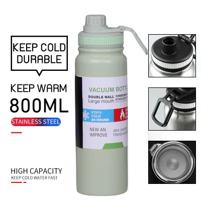 600/800ml/1L Hot And Cold Double wall Stainless Steel Insulated Vacuum Flask Thermos Tumbler for Kids Sport Water Bottle