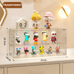 Hisoa Acrylic Stackable Display Case | Magnetic Dustproof Organizer for Collectible Toys | Show & Protect