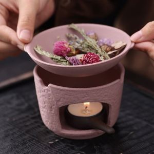 FOUNDTWO Phong cách Nhật Bản. Lư đốt hương Gốm sứ Bát có thể tháo rời. Đèn xông tinh dầu Đế sưởi nến Đa năng Giá đỡ nến nhỏ Bàn