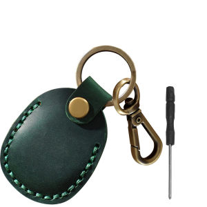 Handmade PU Leather Holder for Airtag Keychain Full Coverage Case Cover Full Coverage Protectors for Air Tag