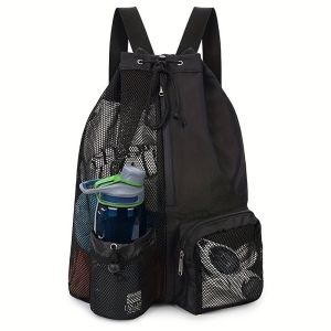 Swim Bag Swim Nylon Drawstring Backpack Portable Wet Pocket Mesh Workout Gear Beach Backpack Swimmer
