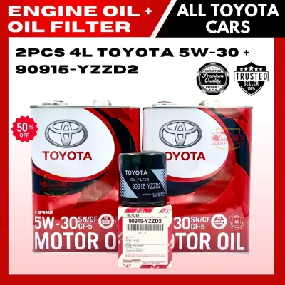 ON SALE! 2pcs 4L Toyota 5W-30 + OIL FILTER 90915-YZZD2 FOR TOYOTA CARS / Genuine toyota motor oil Fit for gasoline and diesel car parts stuff car accessories motor upgrades engine parts rides replacement toyota parts