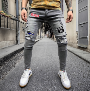 PatchPeek RippedArt Denim jeans celana panjang