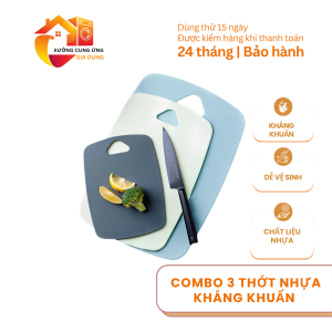 Combo 3 thớt nhựa kháng khuẩn bộ thớt cắt thái thực phẩm đa năng tiện dụng