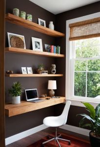 three (3) layer wooden shelves with concealed metal support 3 pcs solid wood shelves with metal support 3-layer floating shelves