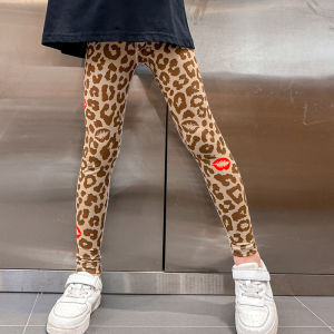 Spring Autumn and Winter Childrens Thin Printed Leggings Young and Little Girls Personal Leisure Trousers Baby Leopard Print Stretch Leggings