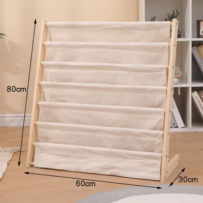 Kids Bookshelf Solid Wood Childrens Floor Bookcase 6-layer Simple Book Organizer Book Storage Shelf
